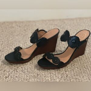 Jack Rogers black Lauren wedge shoes, size 9